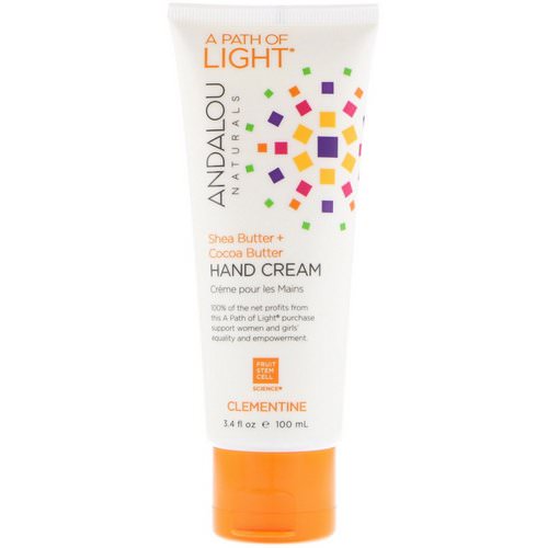 Andalou Naturals, A Path of Light, Shea Butter + Cocoa Butter Hand Cream, Clementine, 3.4 fl oz (100 ml) فوائد