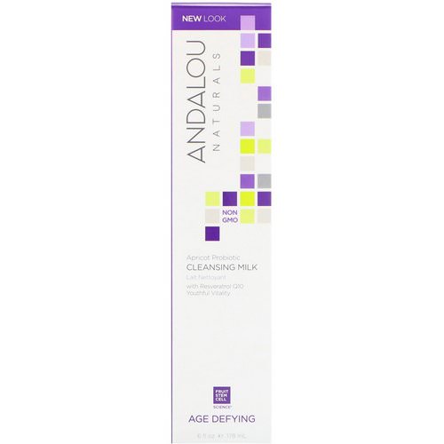 Andalou Naturals, Cleansing Milk, Apricot Probiotic, Age Defying, 6 fl oz (178 ml) فوائد