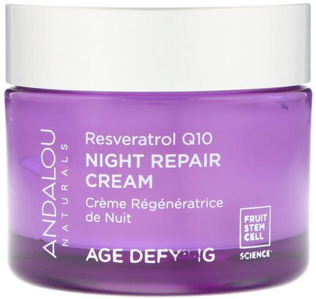 Andalou Naturals Night Moisturizers Creams Resveratrol Skin Care - ريسفيراتر,ل للعناية بالبشرة, مرطبات ليلية, كريمات, مرطبات لل,جه