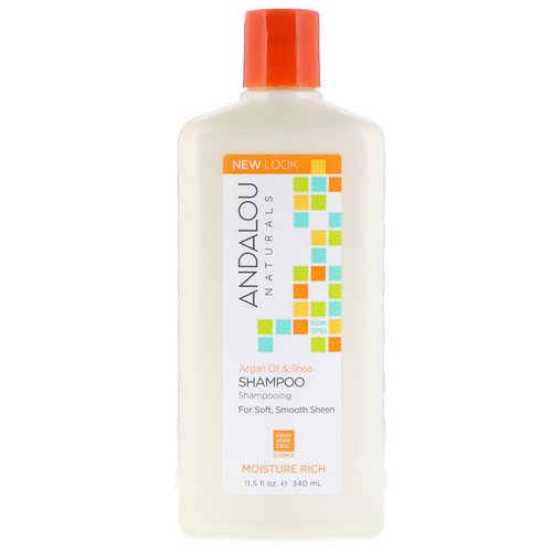 Andalou Naturals, Shampoo, Moisture Rich, For Soft, Smooth Sheen, Argan Oil & Shea, 11.5 fl oz (340 ml) فوائد