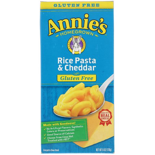 Annie's Homegrown, Gluten Free, Rice Pasta & Cheddar, 6 oz (170 g) فوائد