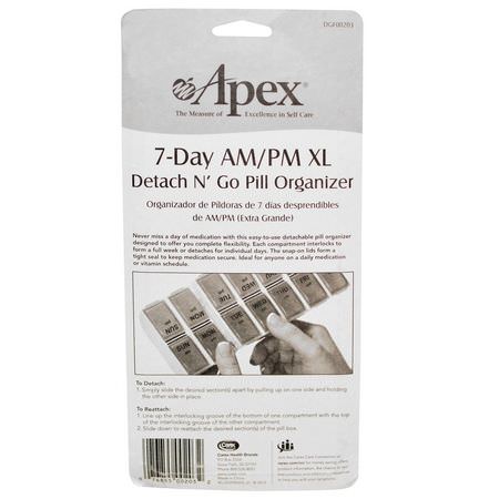 Apex, 7-Day AM/PM XL, 1 Pill Organizer:منظم, حب,ب منع الحمل, الإسعافات الأ,لية