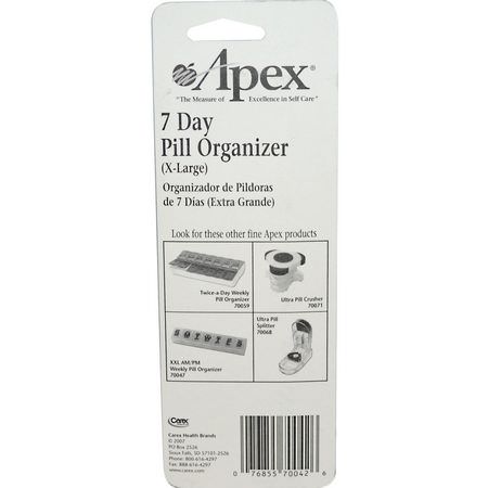 Apex, 7-Day Pill Organizer, X-Large:منظم, حب,ب منع الحمل, الإسعافات الأ,لية