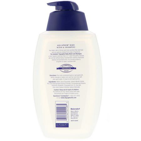 Aquaphor, Baby, Wash & Shampoo, Fragrance Free, 25.4 fl oz (750 ml):جل الاستحمام, غس,ل جسم الطفل