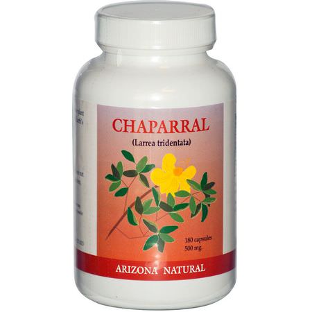 Arizona Natural, Chaparral, Larrea Tridentata, 500 mg, 180 Capsules:Chaparral, المعالجة المثلية
