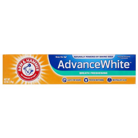 Arm & Hammer, AdvanceWhite, Breath Freshening Toothpaste, Winter Mint, 6.0 oz (170 g):التبييض, معج,ن الأسنان