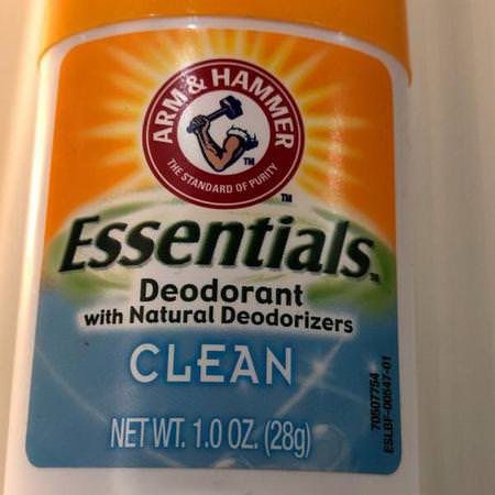 Arm & Hammer, Essentials Natural Deodorant, For Men and Women, Clean, 1.0 oz (28 g)