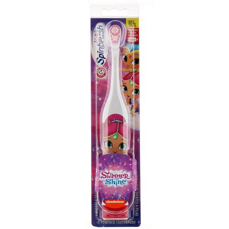 Arm & Hammer, Kid's Spinbrush, Shimmer & Shine, Soft, 1 Battery Powered Toothbrush:فرشاة أسنان الأطفال, العناية بالفم