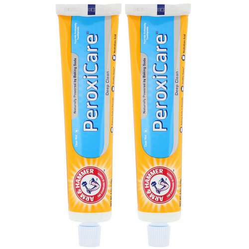 Arm & Hammer, PeroxiCare, Deep Clean, Fluoride Anticavity Toothpaste, Clean Mint, Twin Pack, 6.0 oz (170 g) Each فوائد