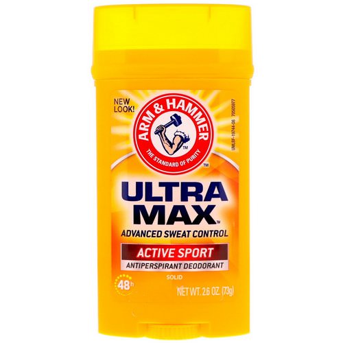 Arm & Hammer, UltraMax, Solid Antiperspirant Deodorant, for Men, Active Sport, 2.6 oz (73 g) فوائد