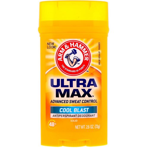 Arm & Hammer, UltraMax, Solid Antiperspirant Deodorant, for Men, Cool Blast, 2.6 oz (73 g) فوائد