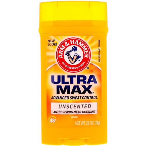Arm & Hammer, UltraMax, Solid Antiperspirant Deodorant, for Men, Unscented, 2.6 oz (73 g) فوائد
