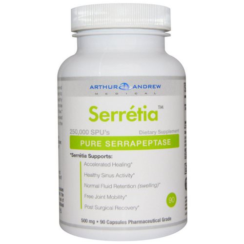 Arthur Andrew Medical, Serretia, Pure Serrapeptase, 500 mg, 90 Capsules فوائد
