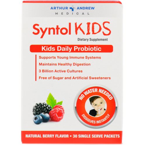 Arthur Andrew Medical, Syntol Kids, Kids Daily Probiotic, Natural Berry Flavor, 30 Single Serve Packets فوائد