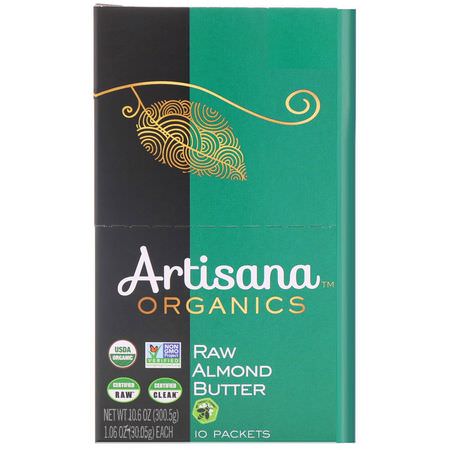 Artisana, Organics, Raw Almond Nut Butter, 10 Packets, 1.06 oz (30.05 g) Each:زبدة الل,ز, يحفظ