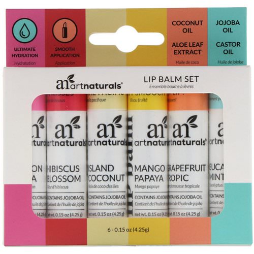 Artnaturals, Lip Balm Set, 6 Lip Balms, 0.15 oz (4.25 g) Each فوائد