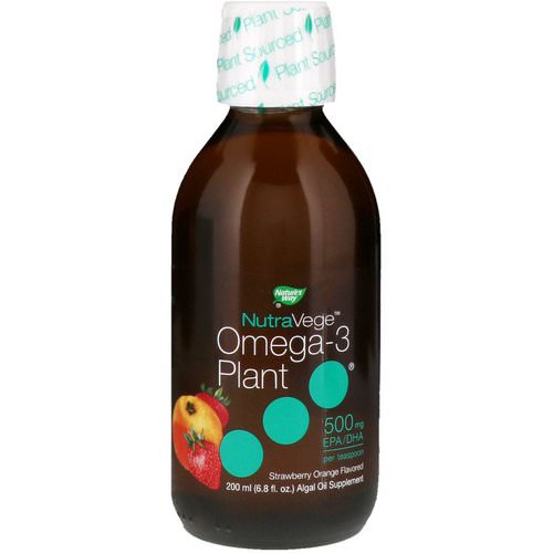 Ascenta, NutraVege, Omega-3 Plant, Strawberry Orange Flavored, 500 mg, 6.8 fl oz (200 ml) فوائد