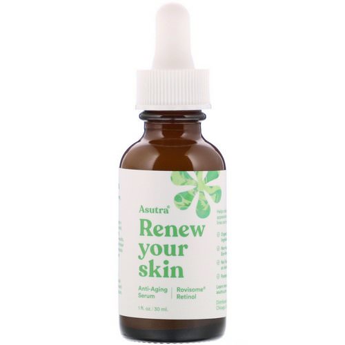 Asutra, Renew Your Skin, Anti-Aging Serum, Rovisome Retinol, 1 fl oz (30 ml) فوائد
