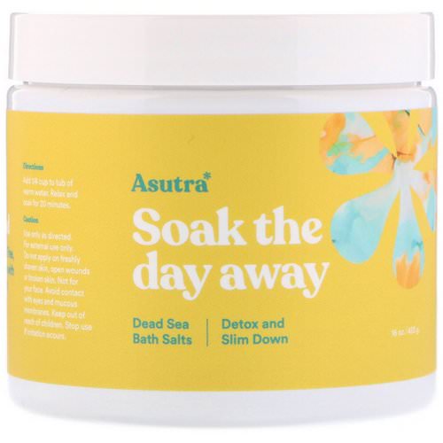 Asutra, Soak The Day Away, Dead Sea Bath Salts, Detox and Slim Down, 16 oz (453 g) فوائد