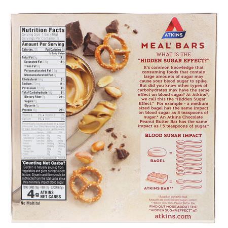 Atkins, Chocolate Peanut Butter Pretzel Bar, 5 Bars, 1.69 oz (48 g) Each:أشرطة تخفيف ال,زن, نظام غذائي