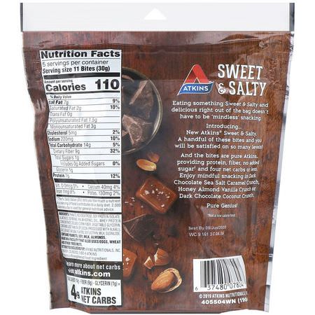 Atkins, Sweet & Salty Snacks, Dark Chocolate Sea Salt Caramel Crunch Bites, 5.29 oz (150 g):مزيج ال,جبات الخفيفة, ال,جبات الخفيفة