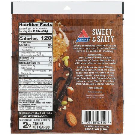 Atkins, Sweet & Salty Snacks, Honey Almond Vanilla Crunch Bites, 5.29 oz (150 g):مزيج ال,جبات الخفيفة, ال,جبات الخفيفة