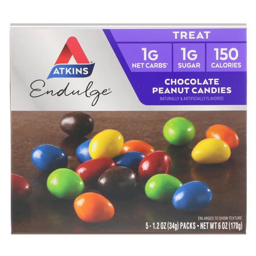 Atkins, Endulge, Chocolate Peanut Candies, 5 Packs, 1.2 oz (34 g) Each فوائد