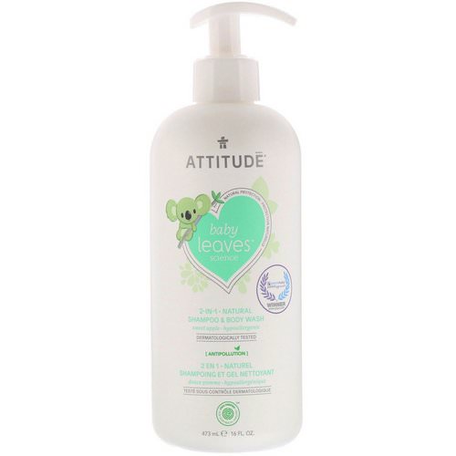 ATTITUDE, Baby Leaves Science, 2-In-1 Natural Shampoo & Body Wash, Sweet Apple, 16 fl oz (473 ml) فوائد