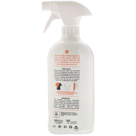 ATTITUDE, Laundry Stain Remover, Citrus Zest, 27.1 fl oz (800 ml):المنظفات, الغسيل