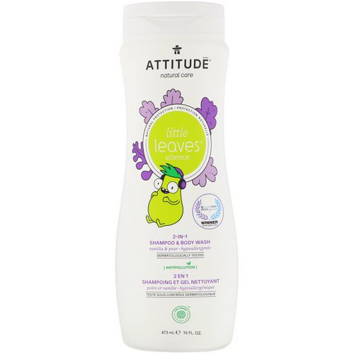 ATTITUDE, Little Leaves Science, 2-In-1 Shampoo & Body Wash, Vanilla & Pear, 16 fl oz (473 ml) فوائد