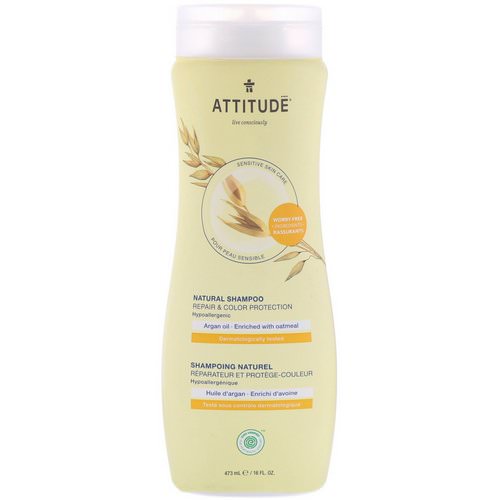 ATTITUDE, Natural Shampoo, Repair & Color Protection, Argan Oil, 16 fl oz (473 ml) فوائد