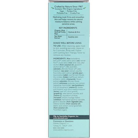Aubrey Organics, Calming Skin Therapy, Hydrating Mask, Sensitive Skin, 3 fl oz (89 ml):أقنعة مرطبة, قش,ر
