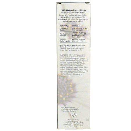 Aubrey Organics, Collagen Restorative Moisturizer, All Skin Types, 1.7 fl oz (50 ml):الببتيدات, الكريمات
