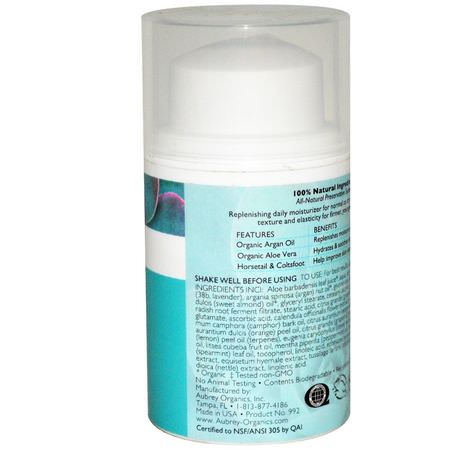Aubrey Organics, EveryDay Basics Moisturizer, Normal/Dry Skin, 1.7 fl oz (50 ml):زيت الأركان, الكريمات