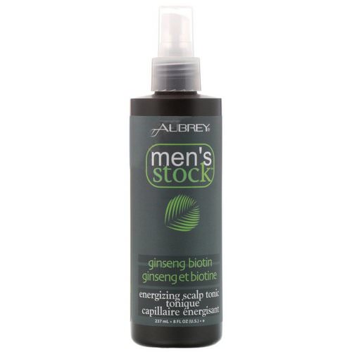 Aubrey Organics, Men's Stock, Energizing Scalp Tonic, Ginseng Biotin, 8 fl oz (237 ml) فوائد
