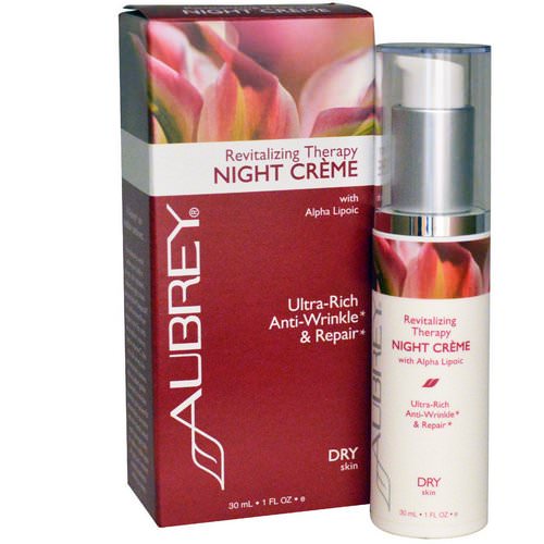 Aubrey Organics, Revitalizing Therapy Night Cream, Dry Skin, 1 fl oz (30 ml) فوائد