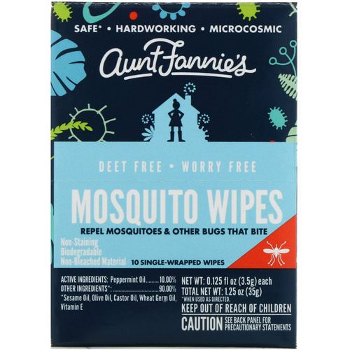 Aunt Fannie's, Mosquito Wipes, 10 Single Wrapped Wipes, 0.125 fl oz (3.5 g) Each فوائد