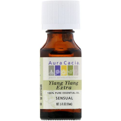Aura Cacia, 100% Pure Essential Oil, Ylang Ylang Extra, .5 fl oz (15 ml) فوائد