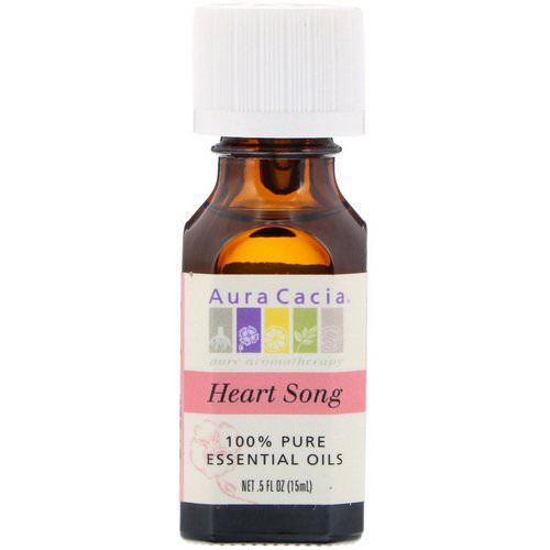 Aura Cacia, 100% Pure Essential Oils, Heart Song, .5 fl oz (15 ml) فوائد