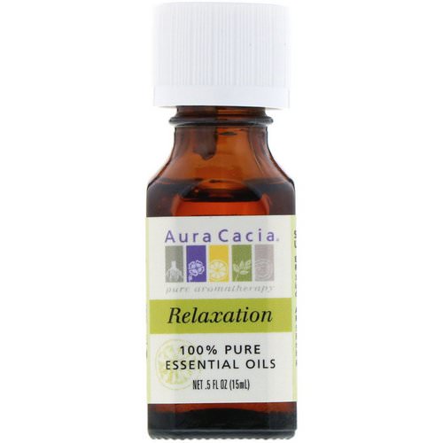 Aura Cacia, 100% Pure Essential Oils, Relaxation, .5 fl oz (15 ml) فوائد