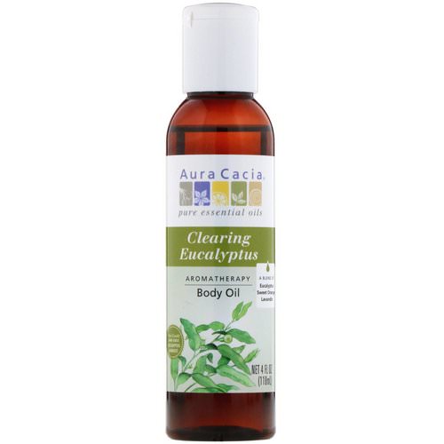 Aura Cacia, Aromatherapy Body Oil, Clearing Eucalyptus, 4 fl oz (118 ml) فوائد