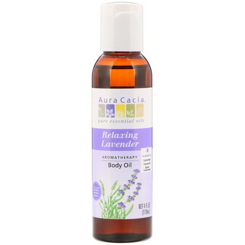Aura Cacia, Aromatherapy Body Oil, Relaxing Lavender, 4 fl oz (118 ml) فوائد