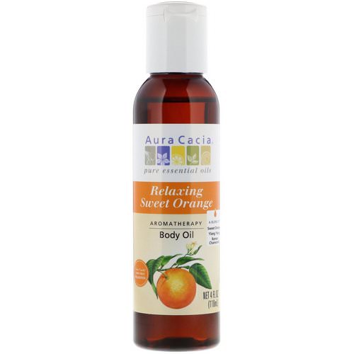Aura Cacia, Aromatherapy Body Oil, Relaxing Sweet Orange, 4 fl oz (118 ml) فوائد