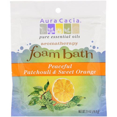 Aura Cacia, Aromatherapy Foam Bath, Peaceful Patchouli & Sweet Orange, 2.5 oz (70.9 g) فوائد