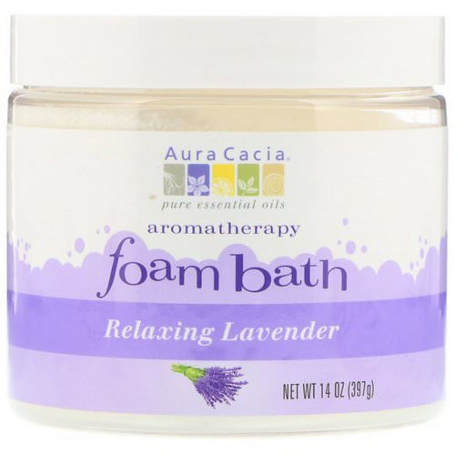 Aura Cacia, Aromatherapy Foam Bath, Relaxing Lavender, 14 oz (397 g) فوائد