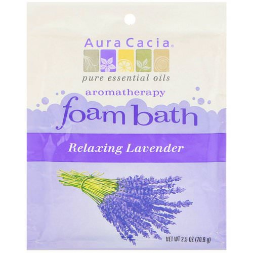 Aura Cacia, Aromatherapy Foam Bath, Relaxing Lavender, 2.5 oz (70.9 g) فوائد