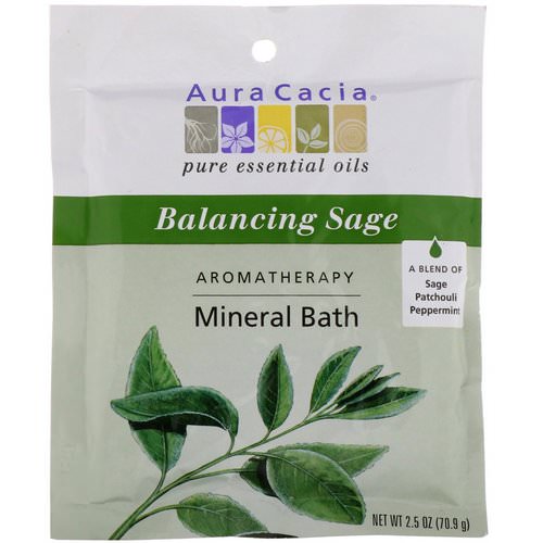Aura Cacia, Aromatherapy Mineral Bath, Balancing Sage, 2.5 oz (70.9 g) فوائد