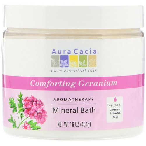 Aura Cacia, Aromatherapy Mineral Bath, Comforting Geranium, 16 oz (454 g) فوائد