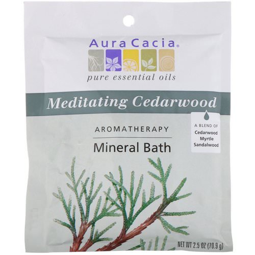 Aura Cacia, Aromatherapy Mineral Bath, Meditating Cedarwood, 2.5 oz (70.9 g) فوائد