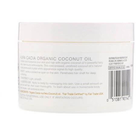 Aura Cacia, Conditioning Organic Skin Care, Coconut Oil, 6.25 oz (177 g):العناية بفر,ة الرأس, العناية بالشعر